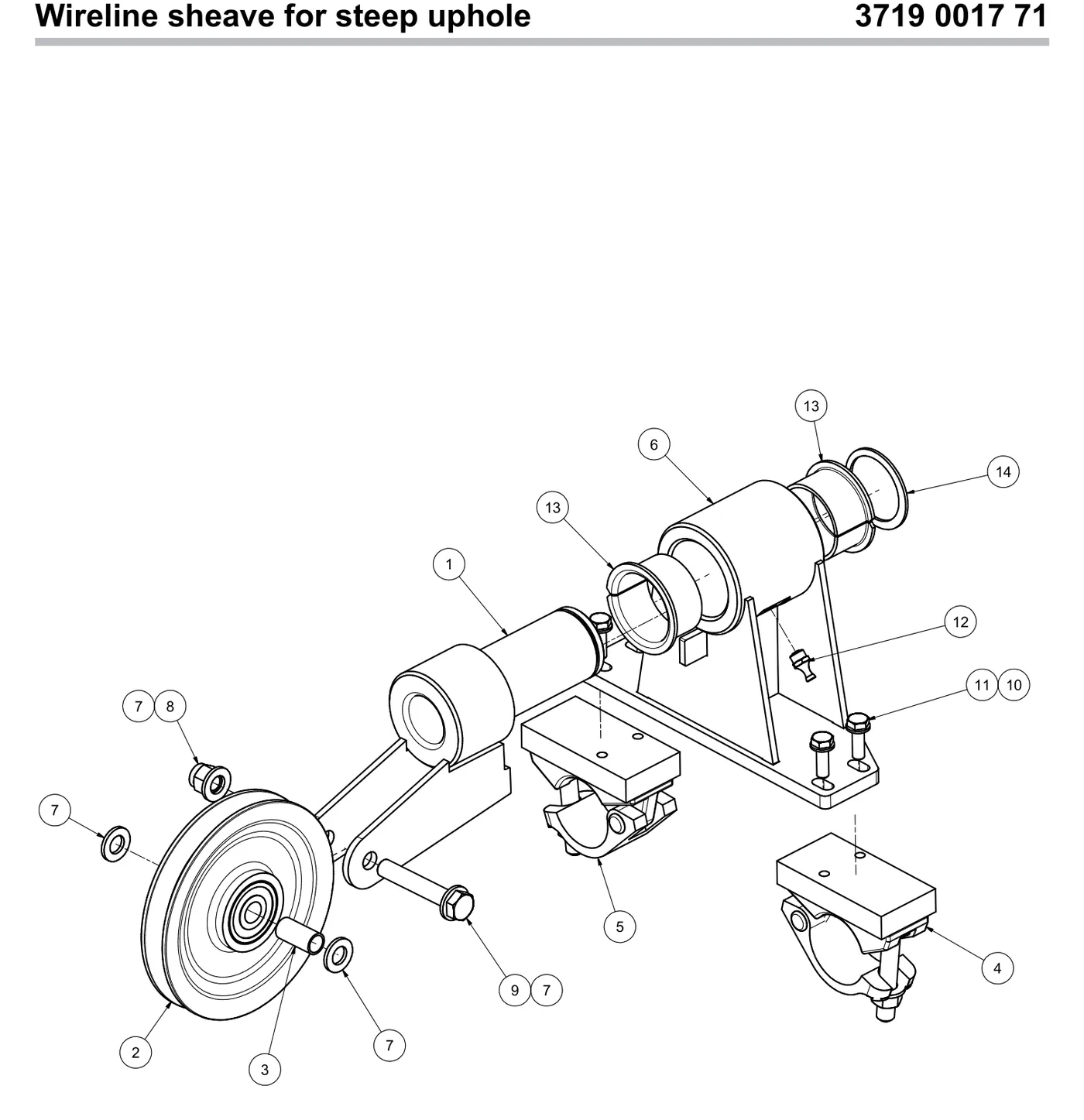 Wireline sheave for steep uphole preview
